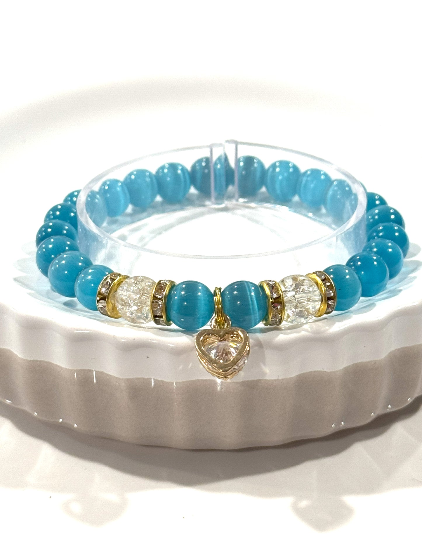 Blue Cat Eye Charm Bracelet