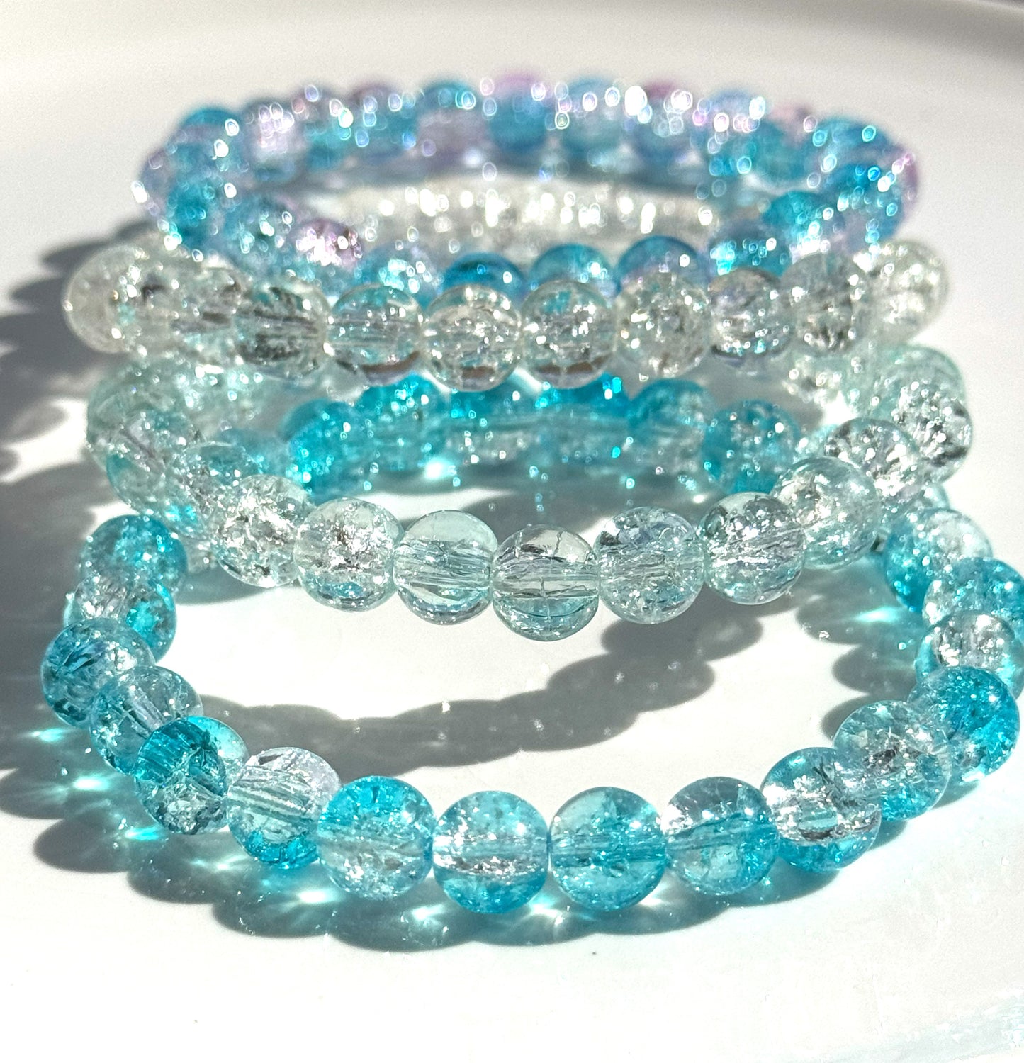 Stacked Crackle Beaded Bracelet Set Of Four