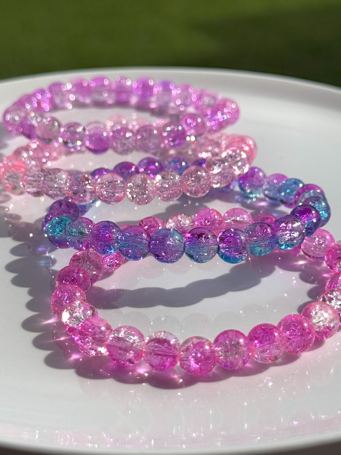 Stacked Crackle Beaded Bracelet Set Of Four