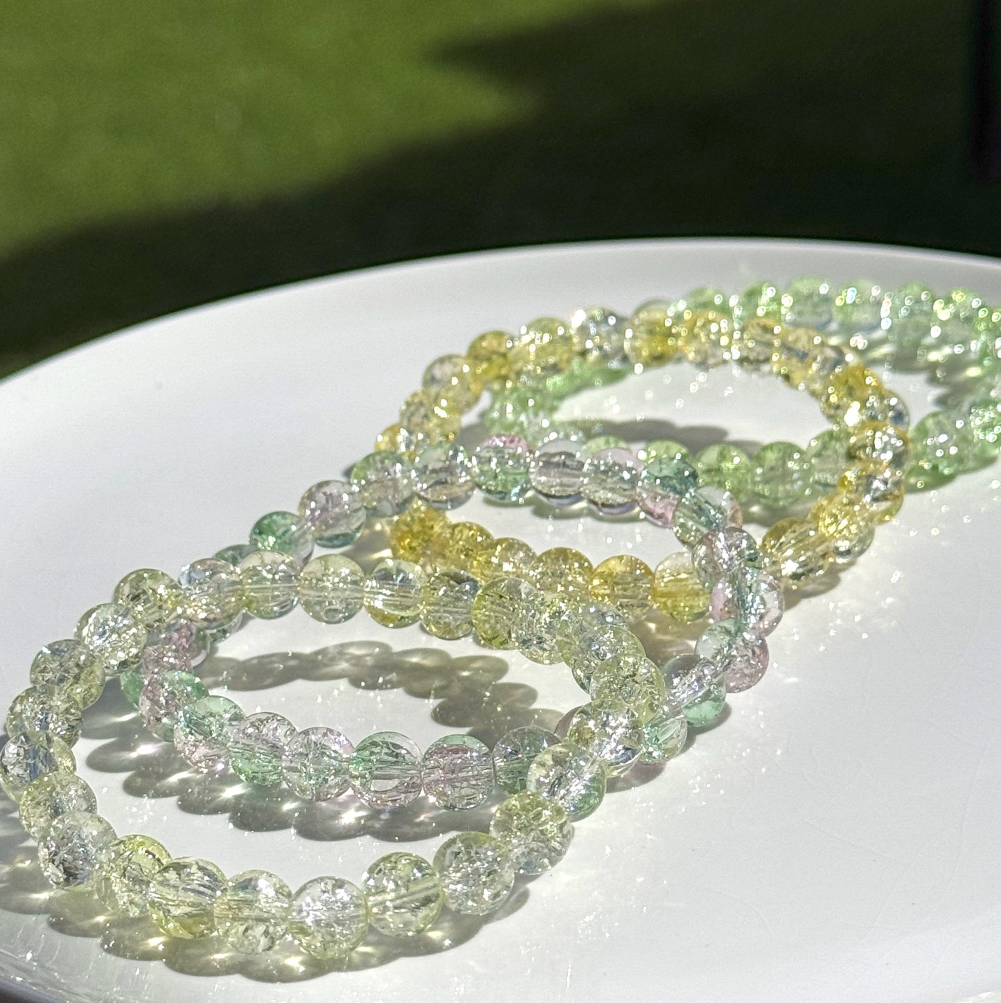 Stacked Crackle Beaded Bracelet Set Of Four