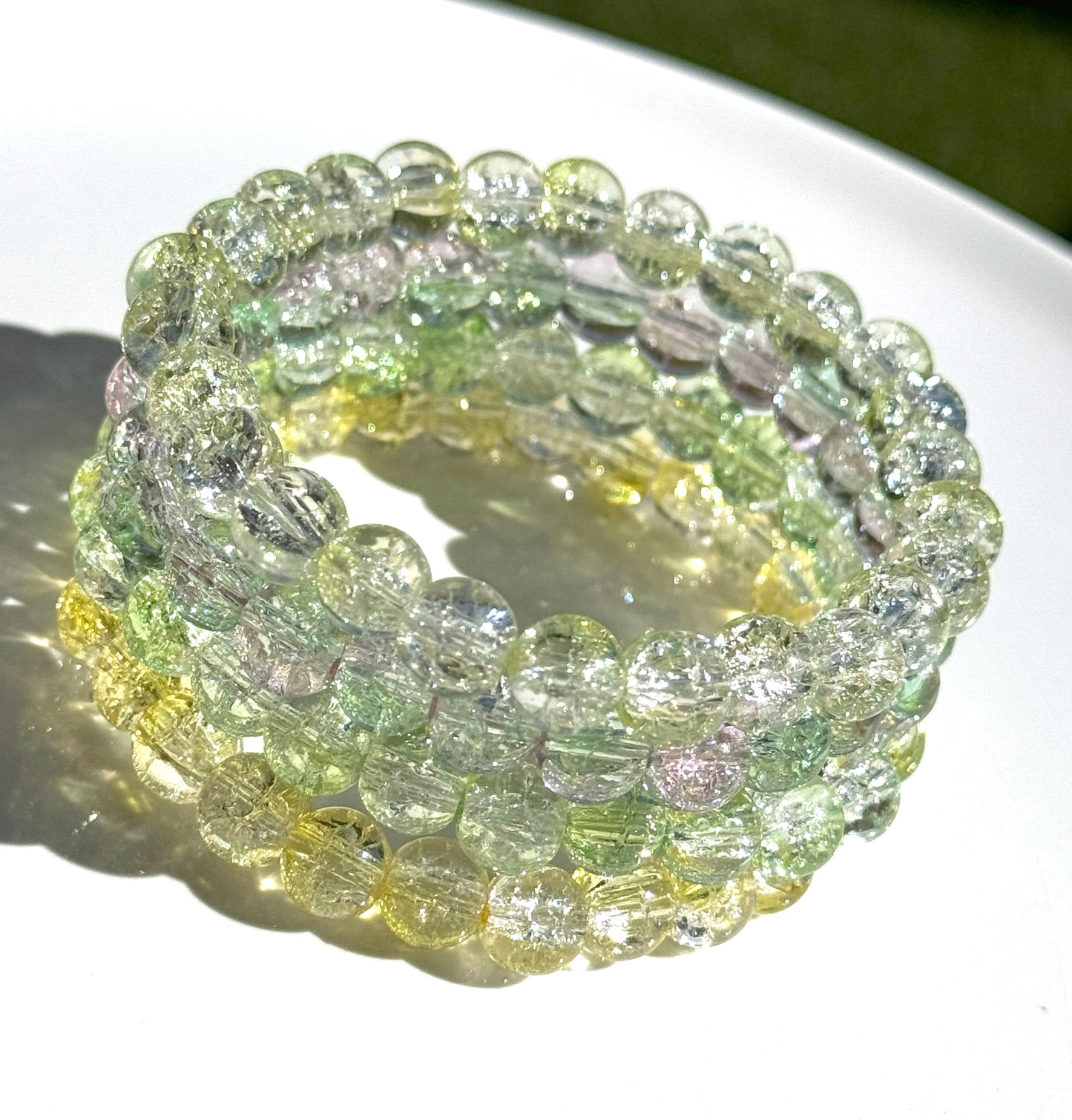 Stacked Crackle Beaded Bracelet Set Of Four