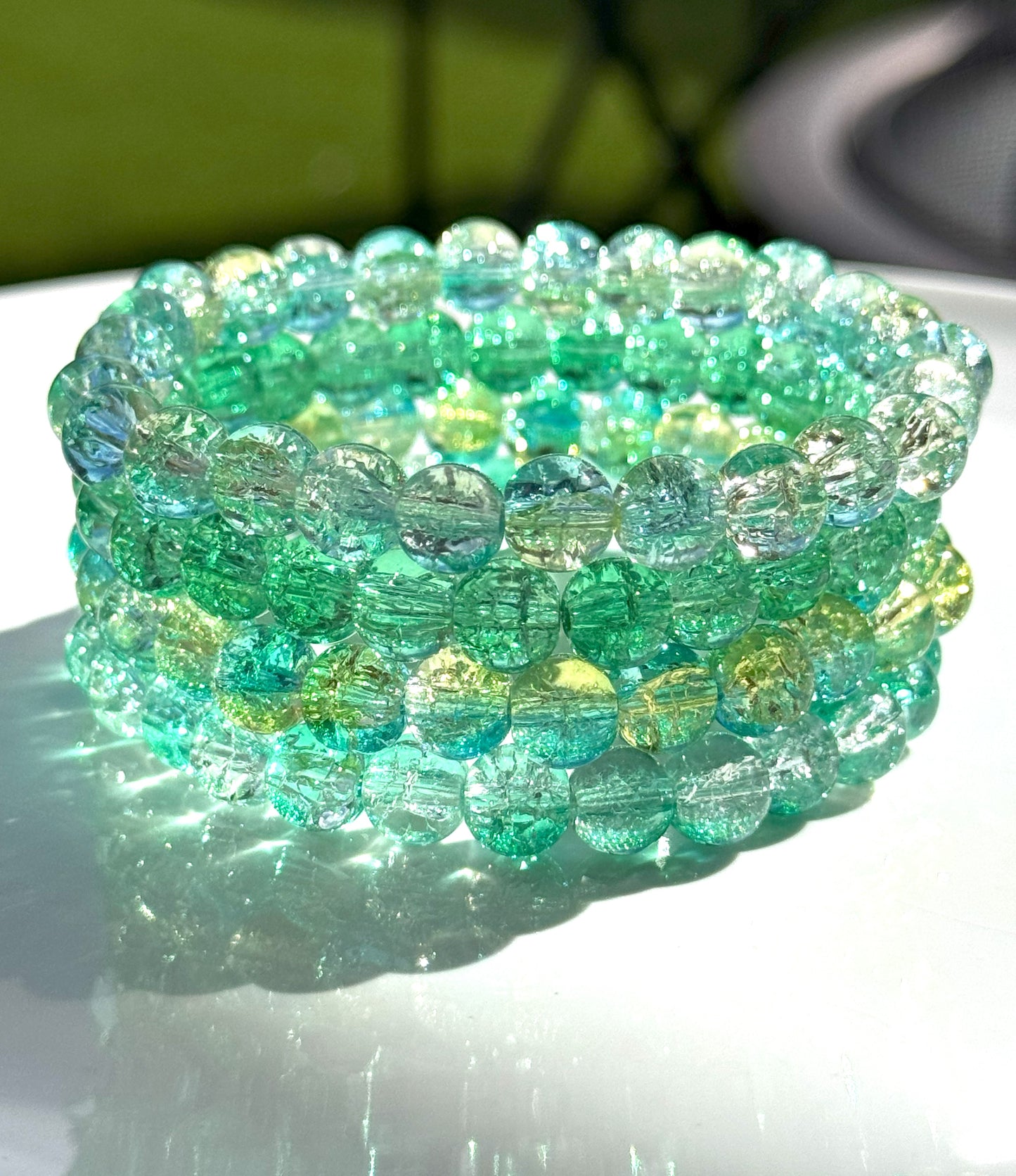 Stacked Crackle Beaded Bracelet Set Of Four