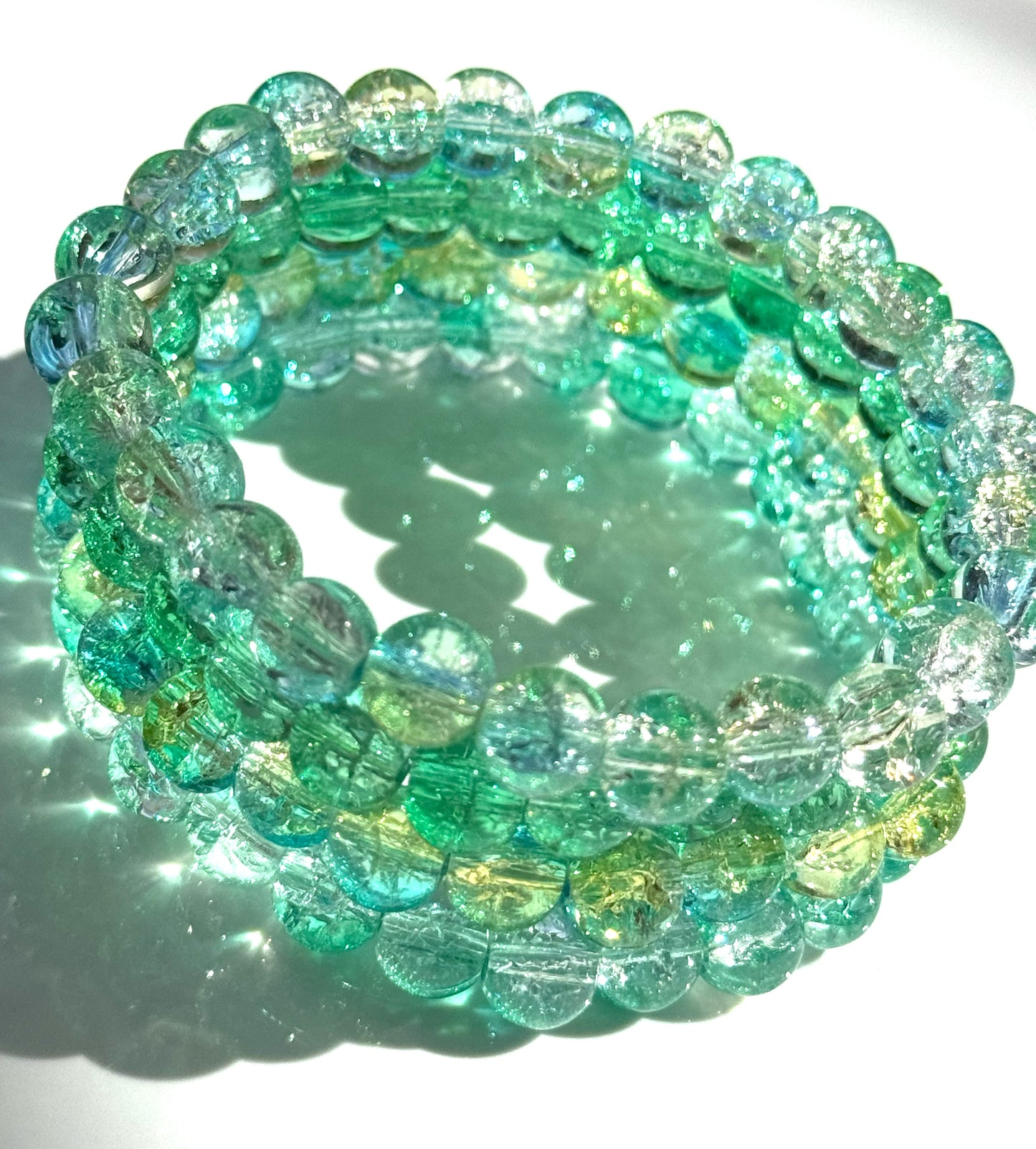 Stacked Crackle Beaded Bracelet Set Of Four