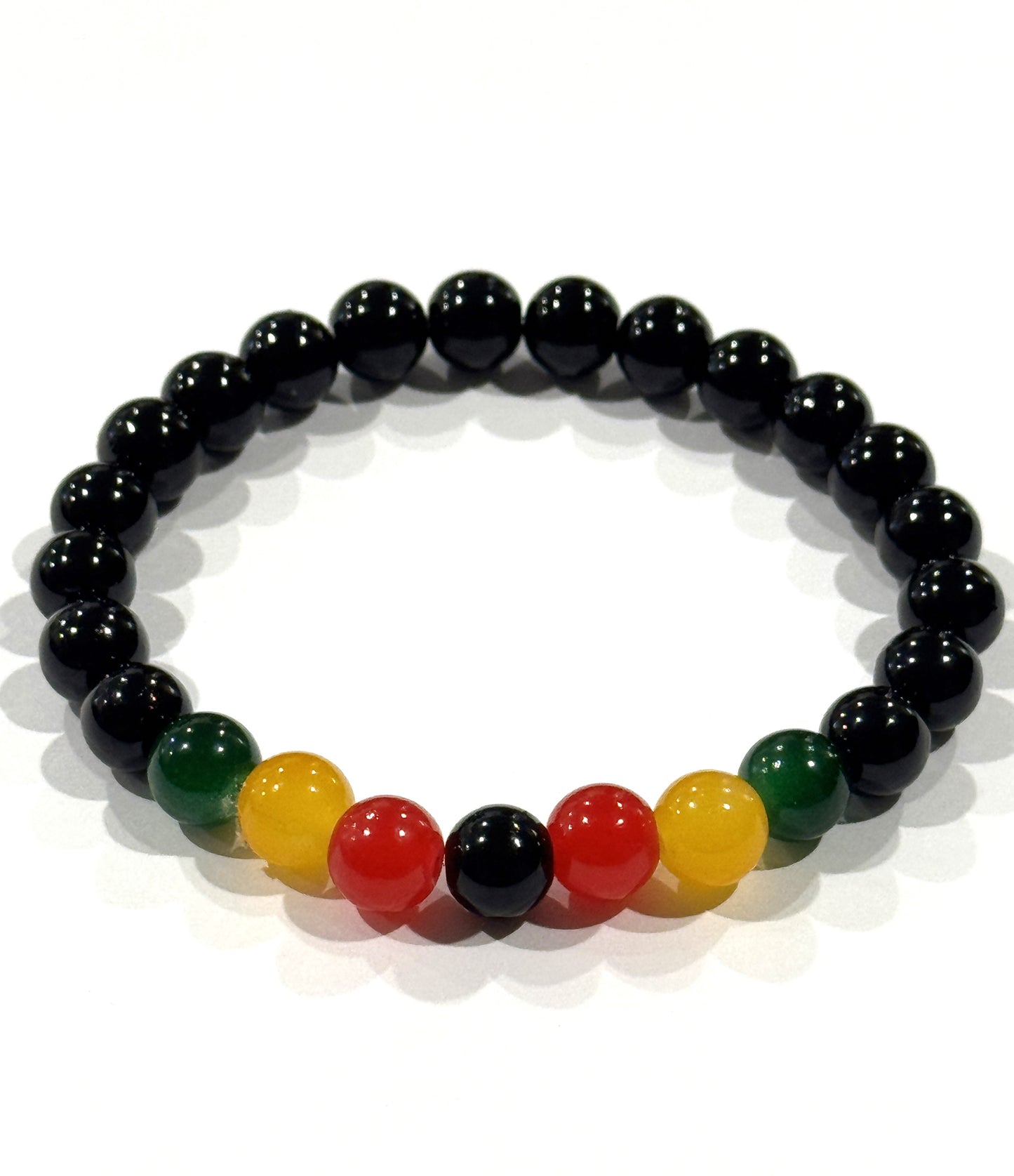 Rasta Red, Yellow, Green, & Black Glass Beaded Bracelets