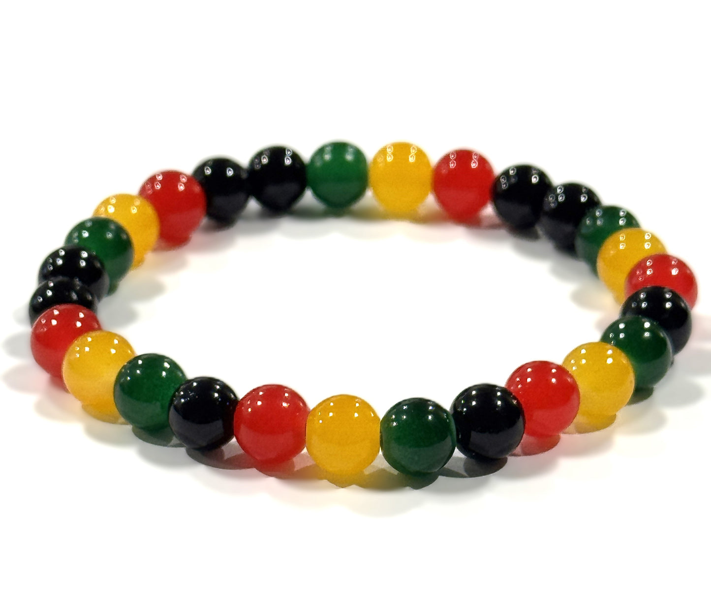 Rasta Red, Yellow, Green, & Black Glass Beaded Bracelets