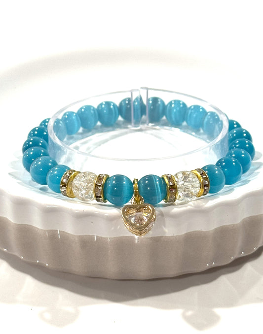 Blue Cat Eye Charm Bracelet