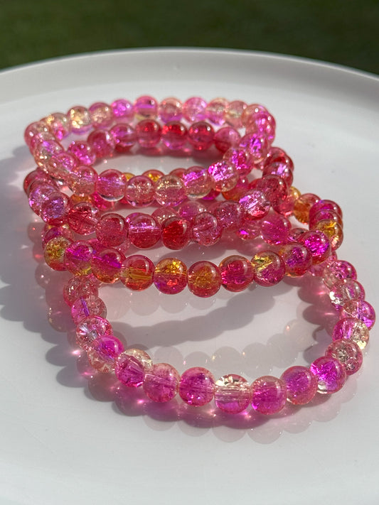 Stacked Crackle Beaded Bracelet Set Of Four