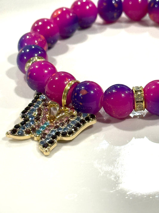 Crystal  Butterfly Charm Bracelet